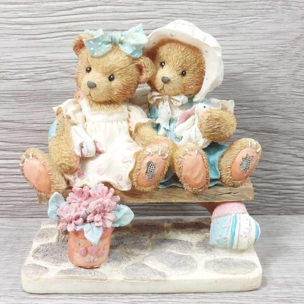 Cherished Teddies Tracie & Nicole Figurine Side By Side With Friends Collectible